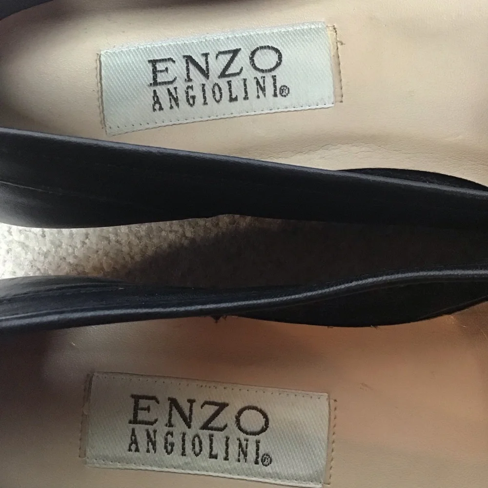Enzo Angiolini Black Leather Loafers Size 8M